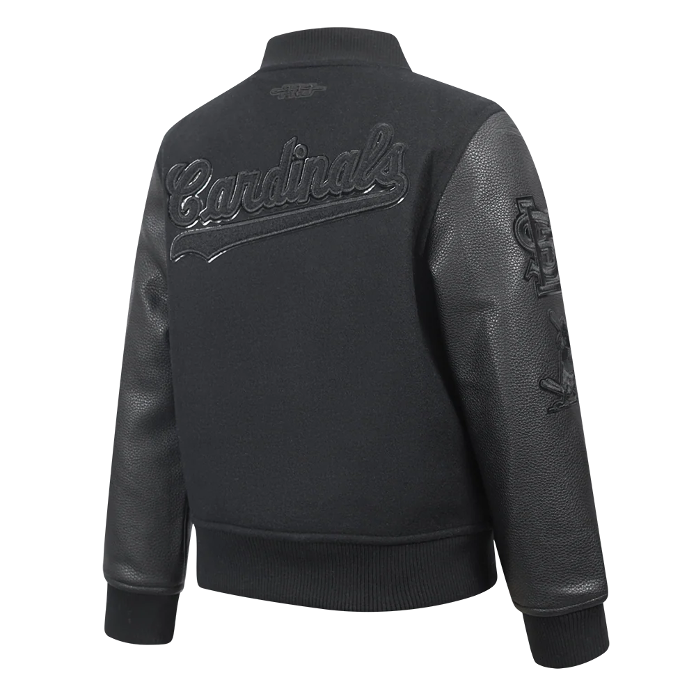 MLB ST. LOUIS CARDINALS TRIPLE BLACK LITTLE BOYS WOOL VARSITY JACKET