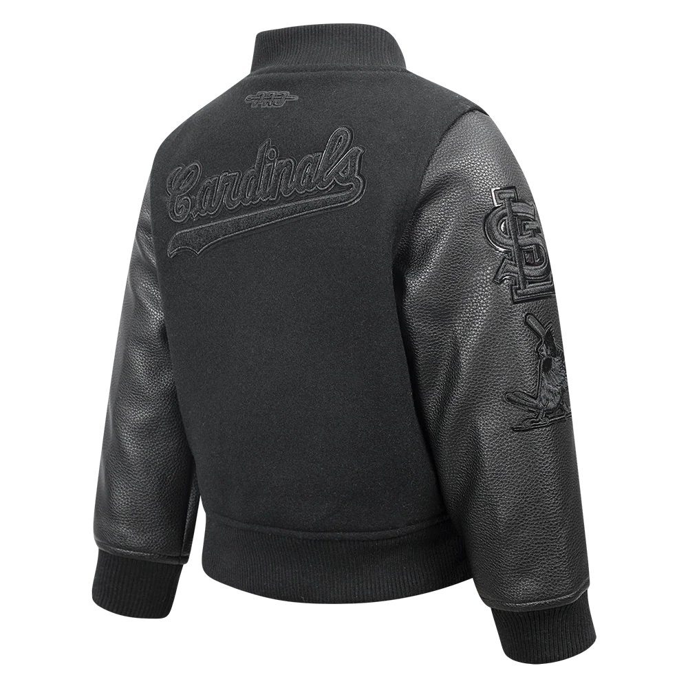 MLB ST. LOUIS CARDINALS TRIPLE BLACK TODDLER BOYS WOOL VARSITY JACKET