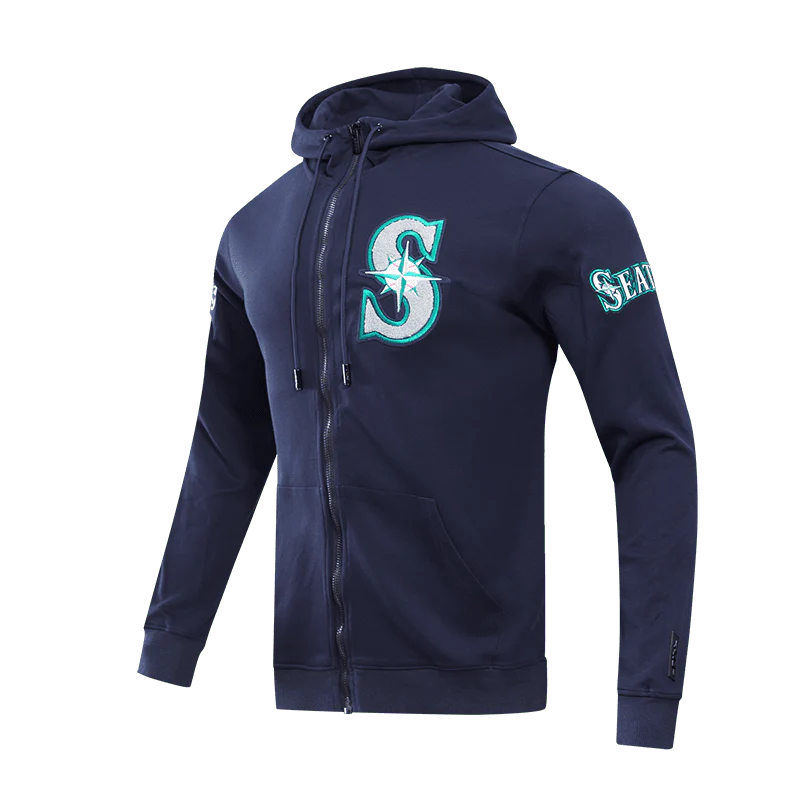 MLB SEATTLE MARINERS CLASSIC CHENILLE MEN'S FULL ZIP PULLOVER HOODIE