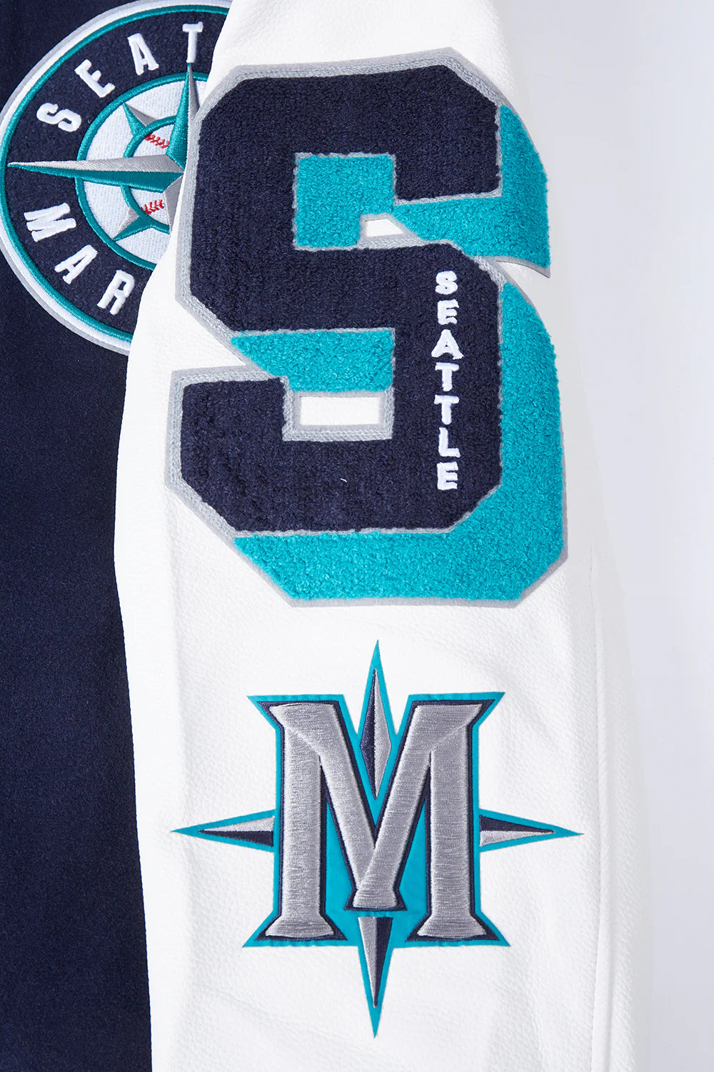 MLB SEATTLE MARINERS MASHUP MEN'S RIB WOOL VARSITY JACKET