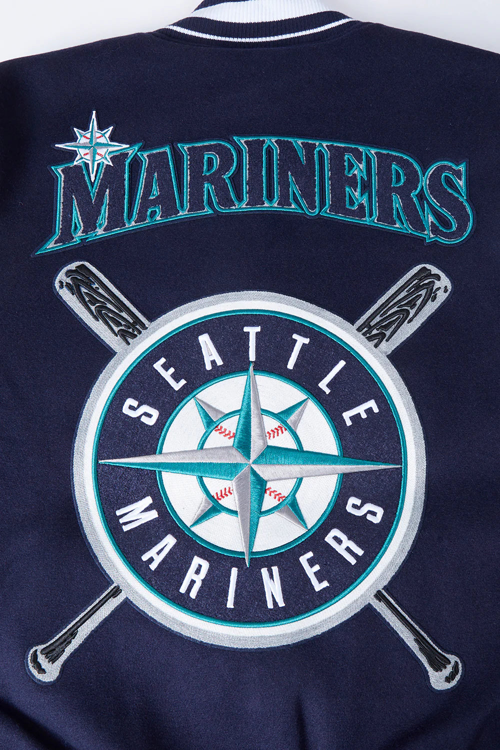 MLB SEATTLE MARINERS MASHUP MEN'S RIB WOOL VARSITY JACKET