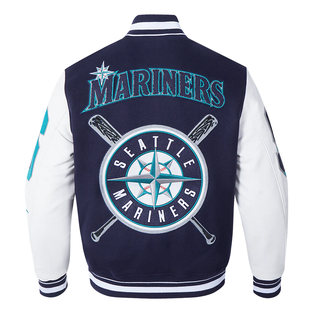 MLB SEATTLE MARINERS MASHUP MEN'S RIB WOOL VARSITY JACKET