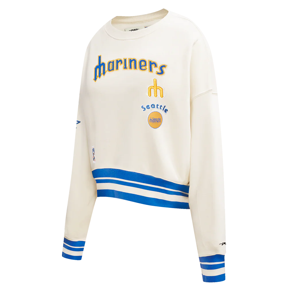 MLB SEATTLE MARINERS RETRO CLASSIC WOMEN'S RIB CREWNECK