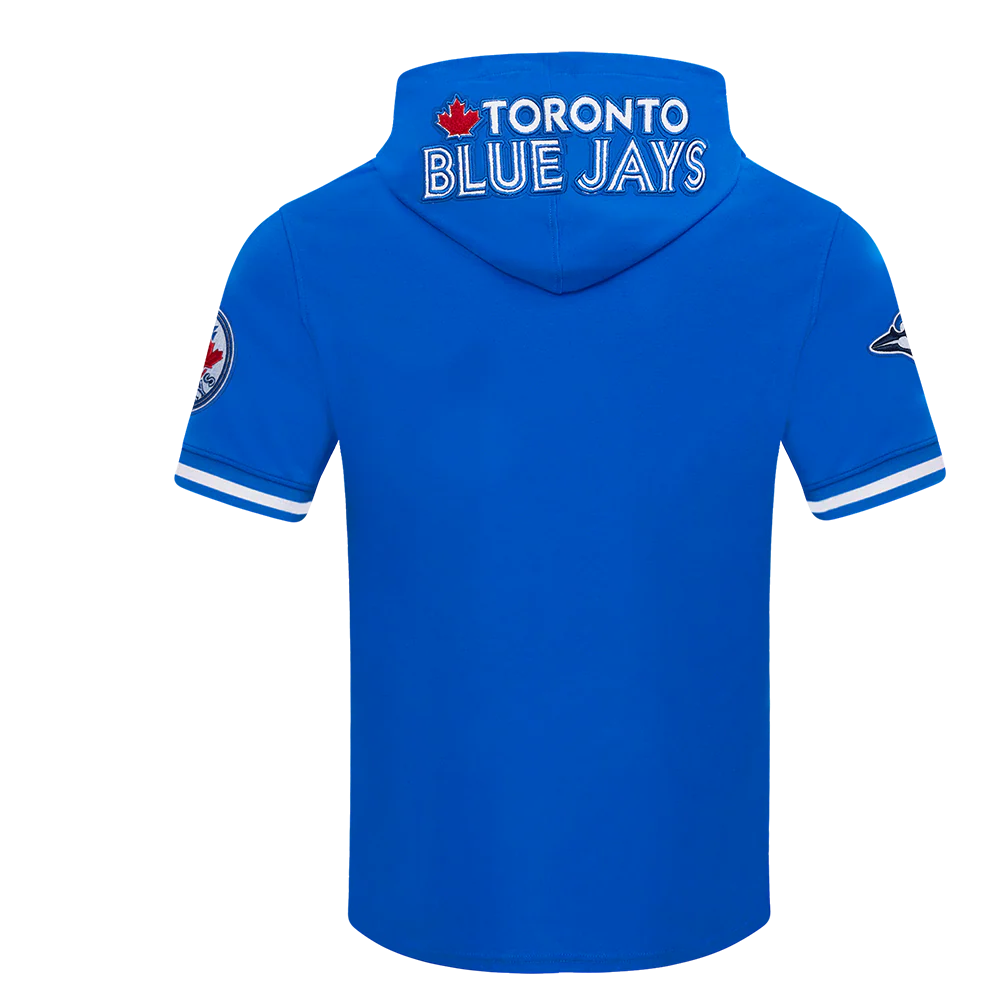 MLB TORONTO BLUE JAYS CLASSIC CHENILLE MEN'S DOUBLE KNIT SHORT SLEEVE PULLOVER HOODIE