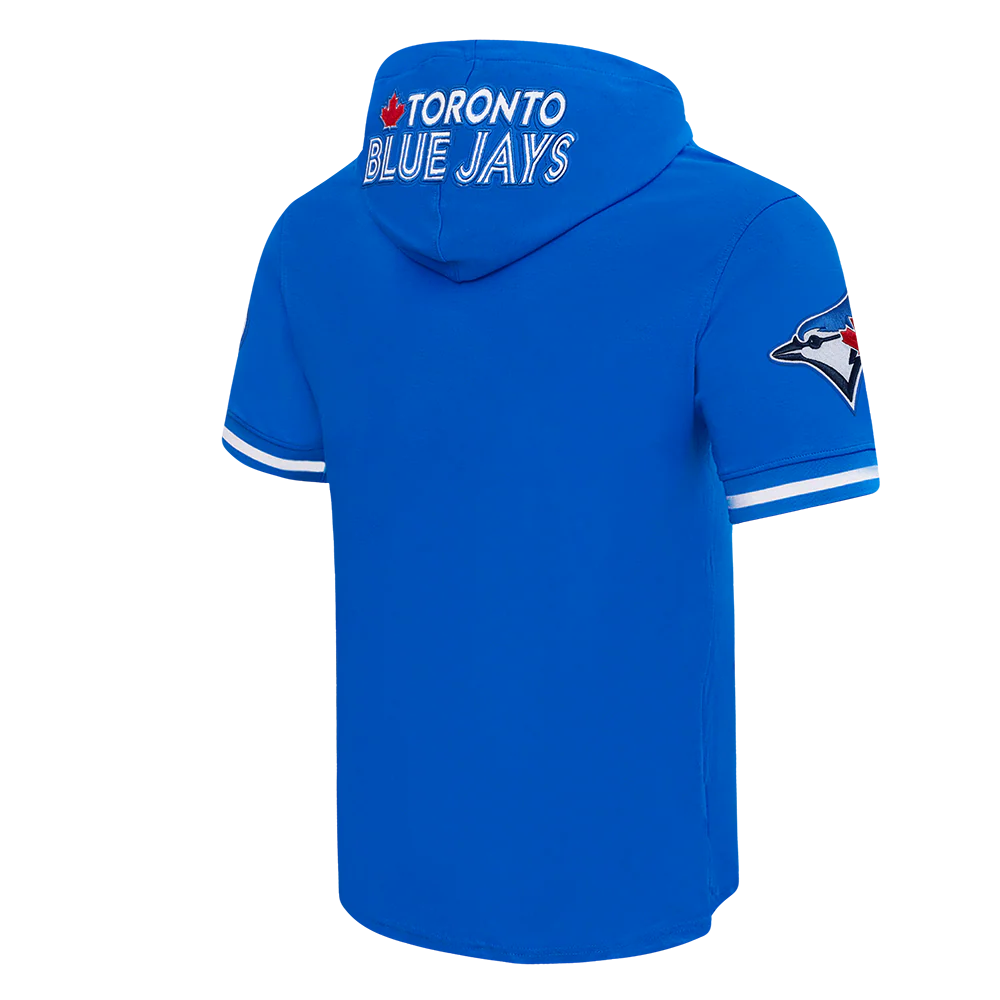 MLB TORONTO BLUE JAYS CLASSIC CHENILLE MEN'S DOUBLE KNIT SHORT SLEEVE PULLOVER HOODIE