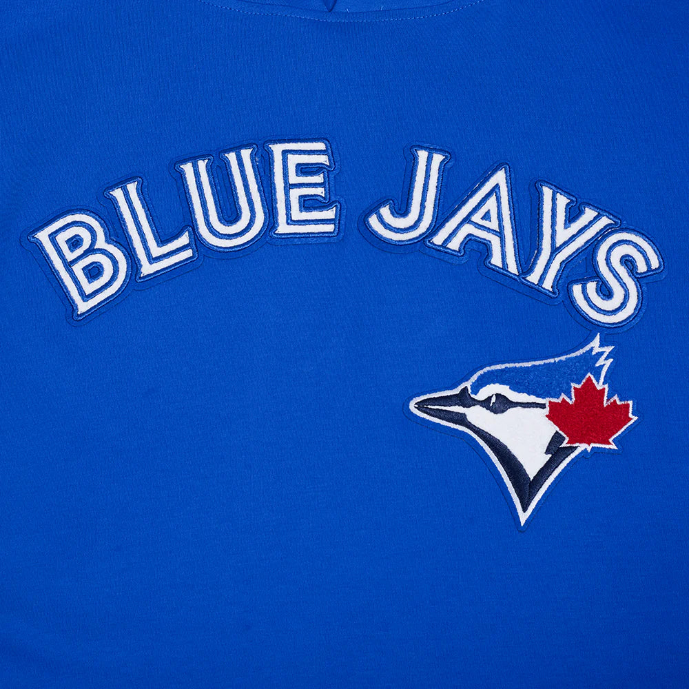 MLB TORONTO BLUE JAYS CLASSIC CHENILLE MEN'S DOUBLE KNIT SHORT SLEEVE PULLOVER HOODIE