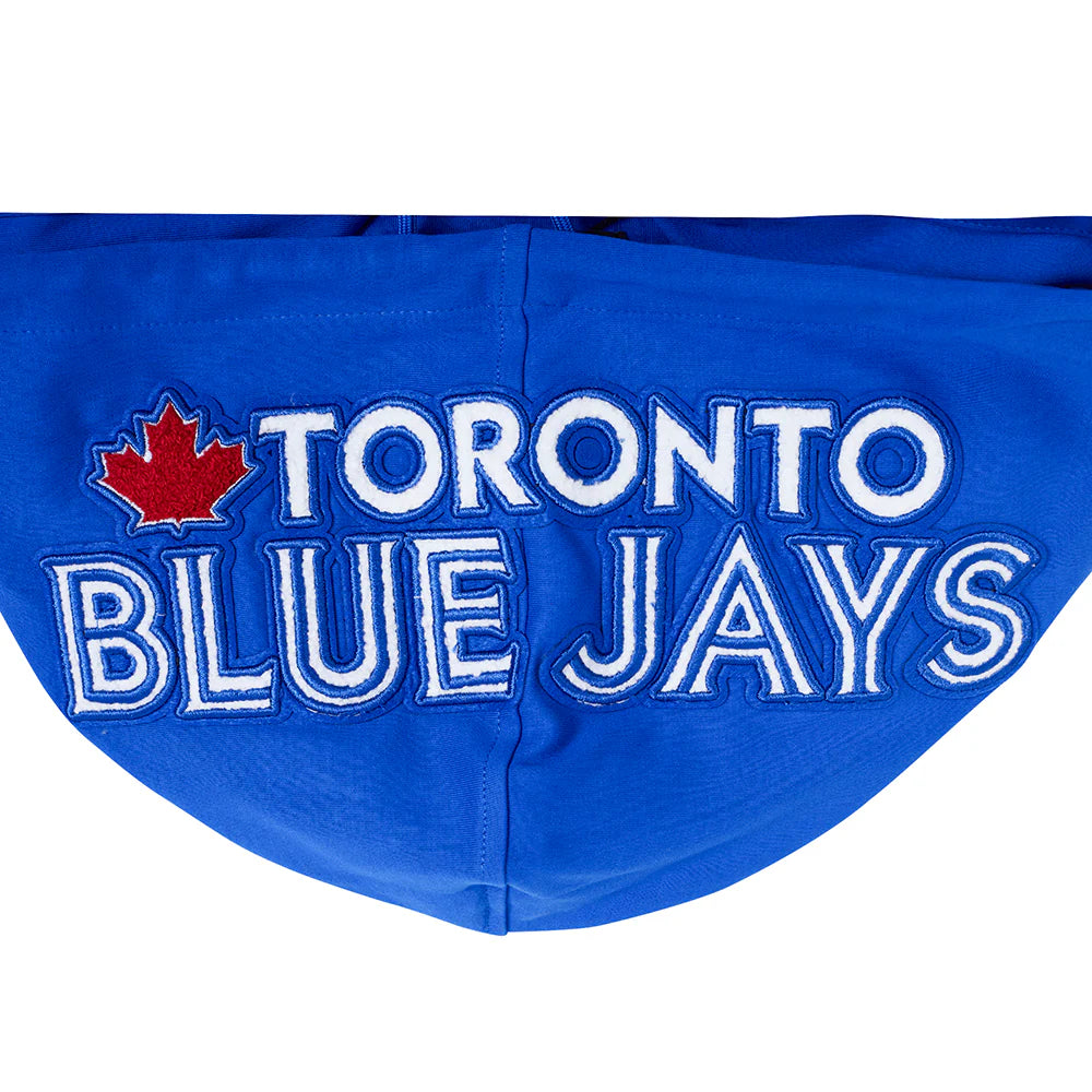 MLB TORONTO BLUE JAYS CLASSIC CHENILLE MEN'S DOUBLE KNIT SHORT SLEEVE PULLOVER HOODIE