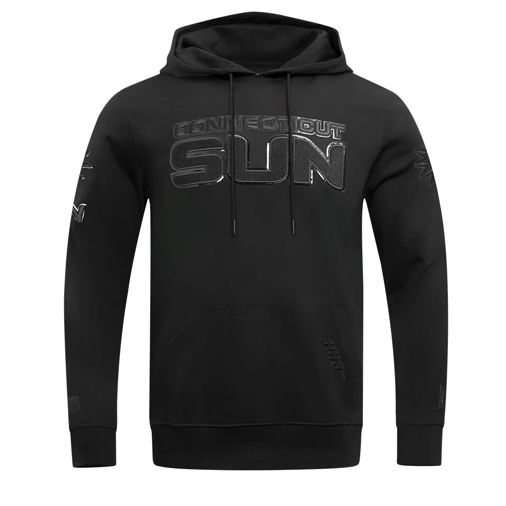 WNBA CONNECTICUT SUN TRIPLE BLACK MEN'S DOUBLE KNIT PULLOVER HOODIE