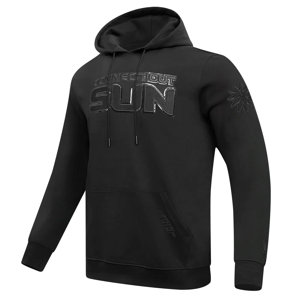 WNBA CONNECTICUT SUN TRIPLE BLACK MEN'S DOUBLE KNIT PULLOVER HOODIE