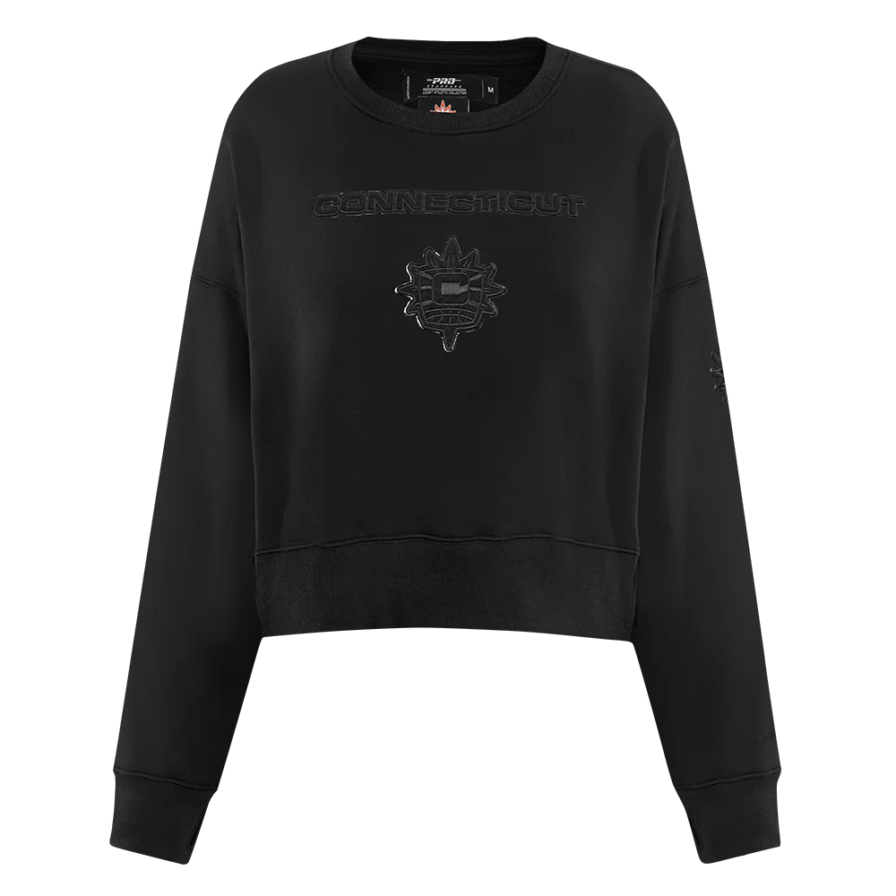 WNBA CONNECTICUT SUN TRIPLE BLACK WOMEN'S FLEECE CREWNECK