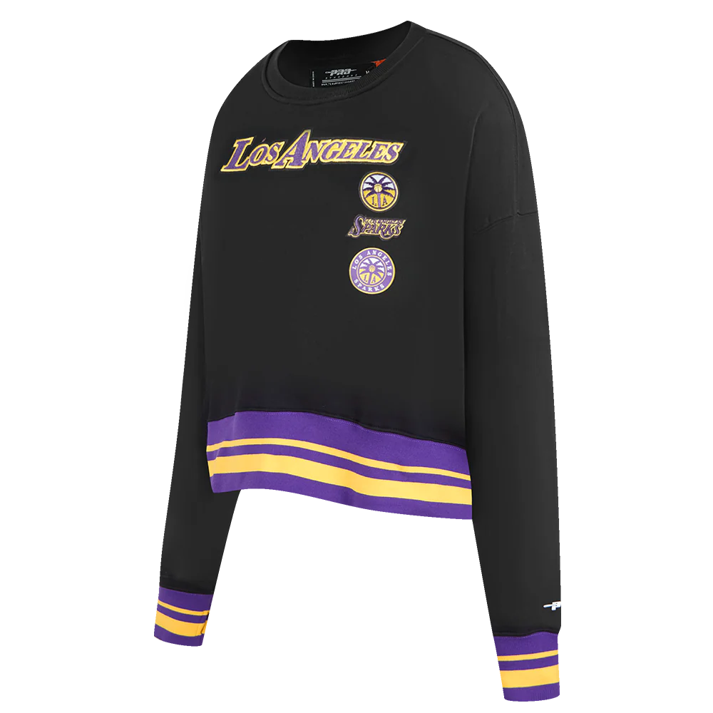 WNBA LOS ANGELES SPARKS RETRO CLASSICS WOMEN'S RIB FLEECE CREWNECK